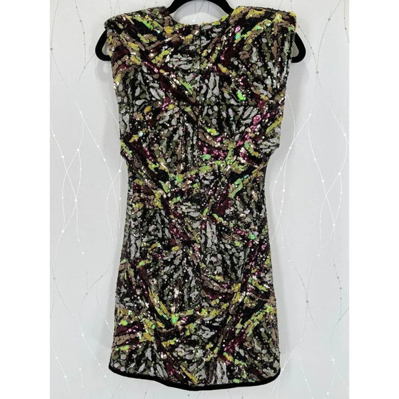 NWT ZARA Black Sequin Multicolored Mini Dress $119 - Picture 8 of 10